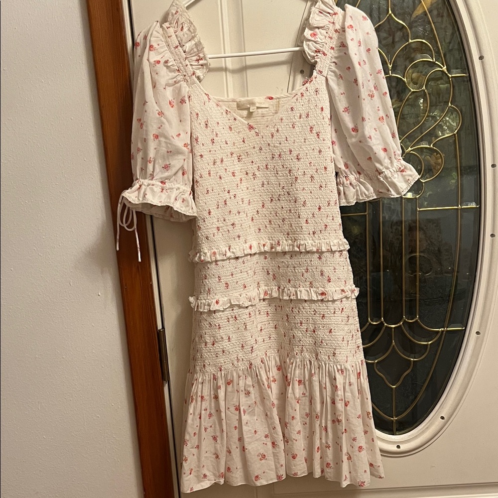 LoveShackFancy White and Pink Mini Dress
